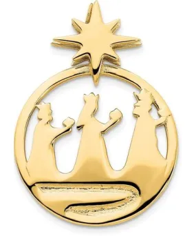 Diamond2Deal 14k Yellow Gold Polished Three Wise Men North Star Chain Slide Pendant