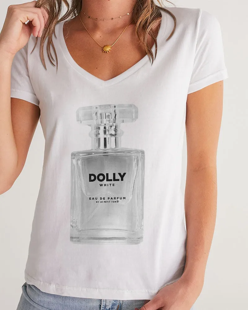 DOLLY WHITE PERFUME BOTTLE Women's V-Neck Tee