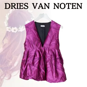 Dries Van Noten  |Casual Style Silk Sleeveless Street Style V-Neck Plain