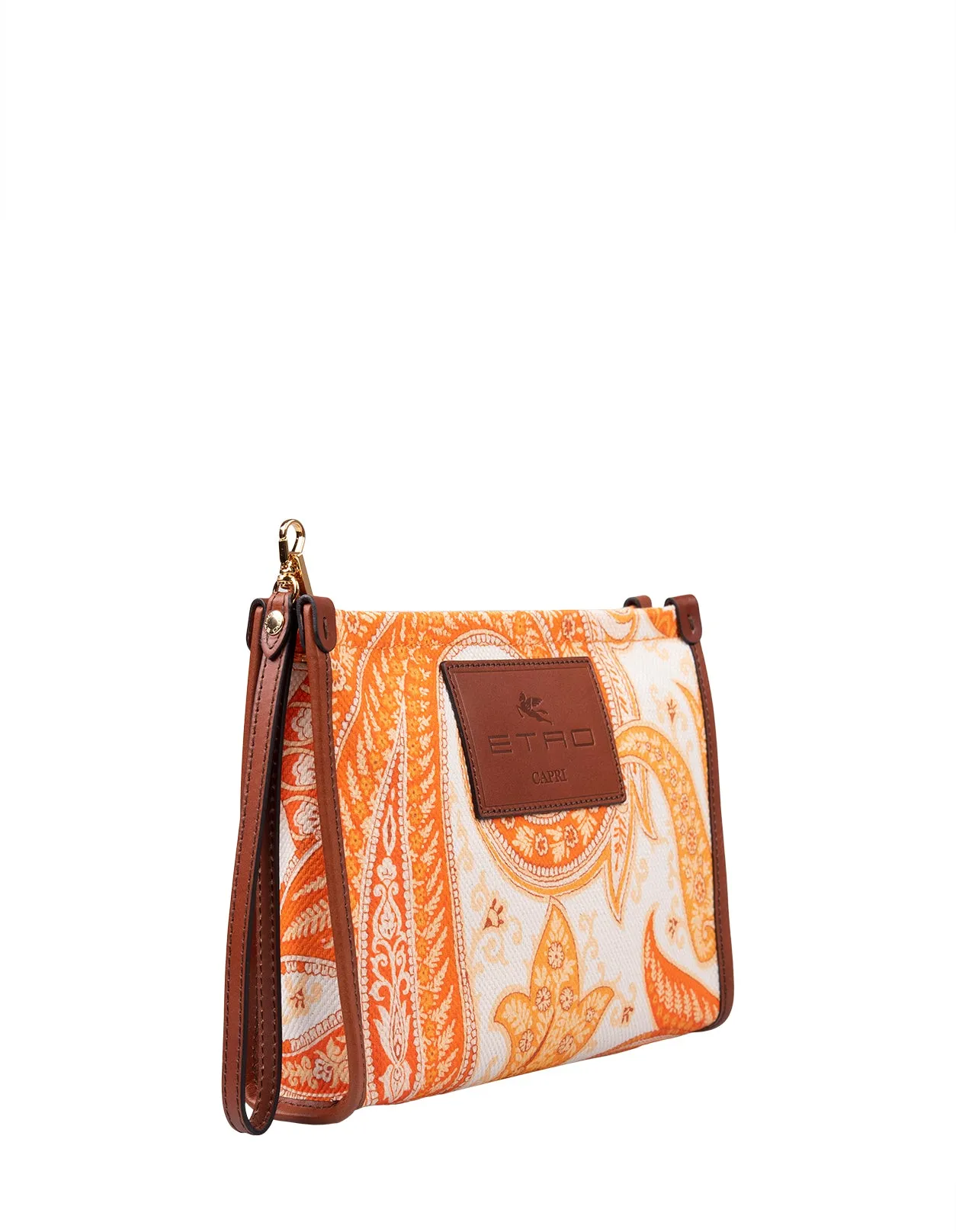 Etro Paisley Printed Logo Patch Clutch Bag