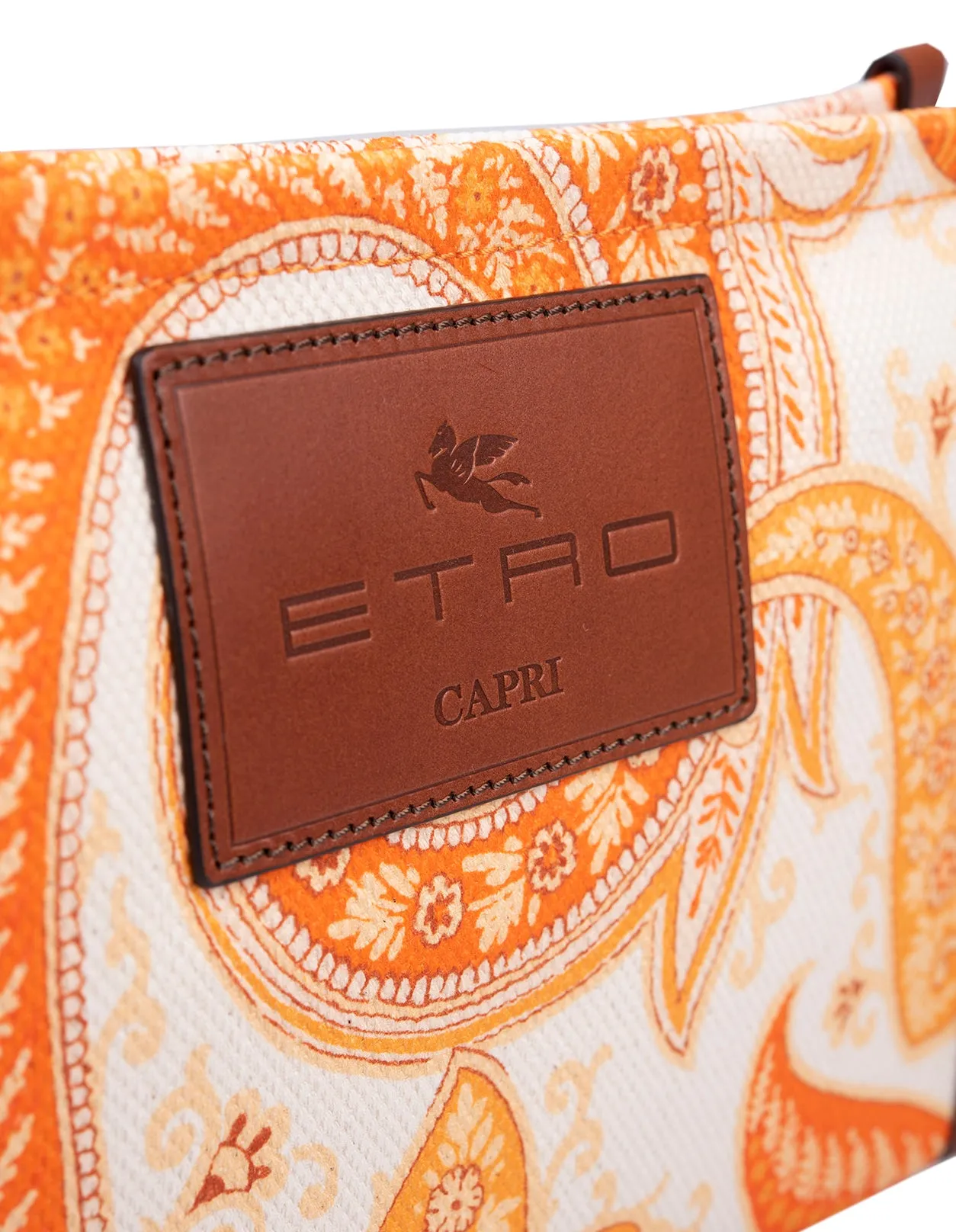 Etro Paisley Printed Logo Patch Clutch Bag