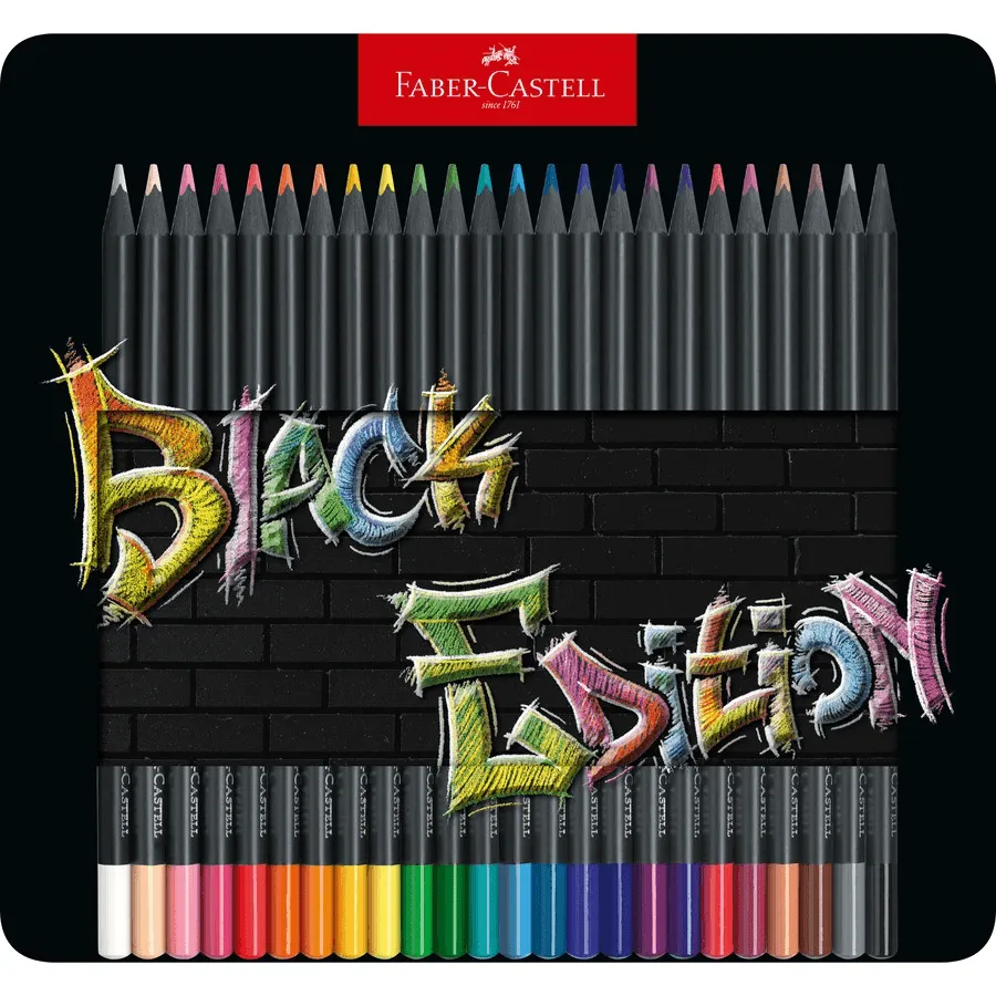 Faber-Castell Black Edition Colour Pencils Tin 24 Pack Set