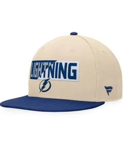 Fanatics Men's NHL Fanatics Cream/Blue Tampa Bay Lightning Goalaso Snapback Hat