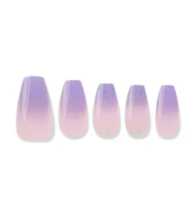 Finger Suit Purple Haze Nails Hand Artificial Fake Nails Long Pretty Home Art Tips Beauty Coffin Shape Press On Ombre Gradation 