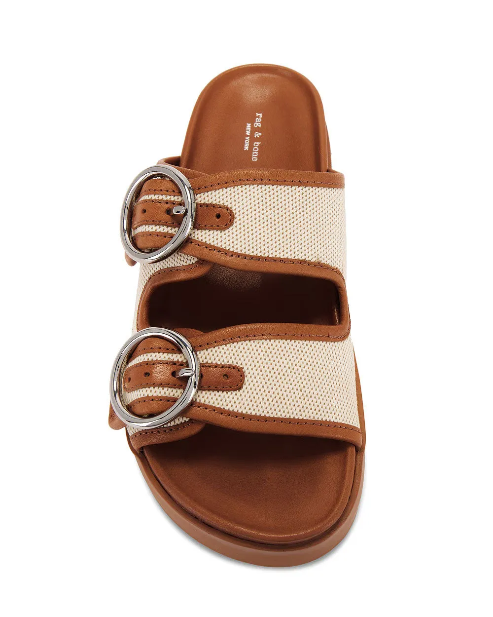 Geo Buckle Platform Slide in Natural