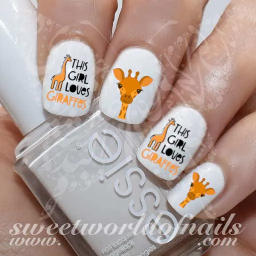 Giraffe Nail Art This Girl Loves Giraffes Nail Water Decals