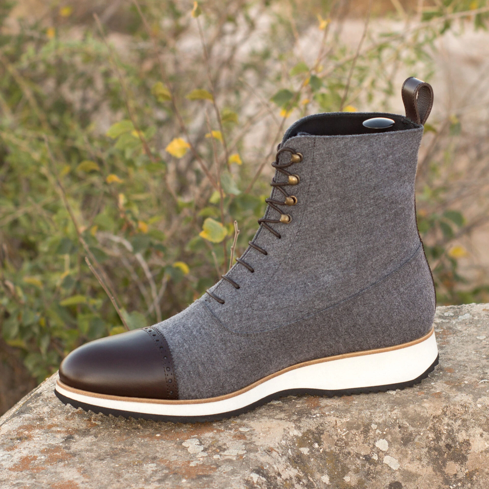 		Gray Balmoral Boots	