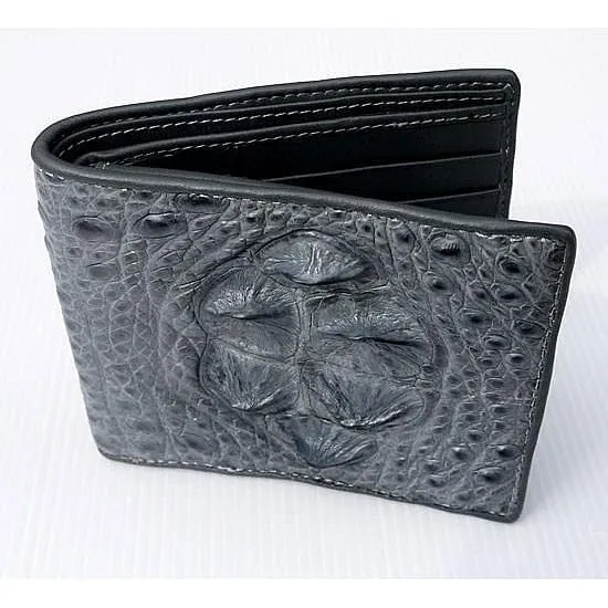 Grey Crocodile Hornback Skin Leather Wallet