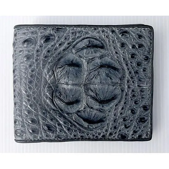 Grey Crocodile Hornback Skin Leather Wallet