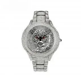 Hip Hop Luxury Men's Tiger Round Case Hidden Clasp Quartz Wristwatch