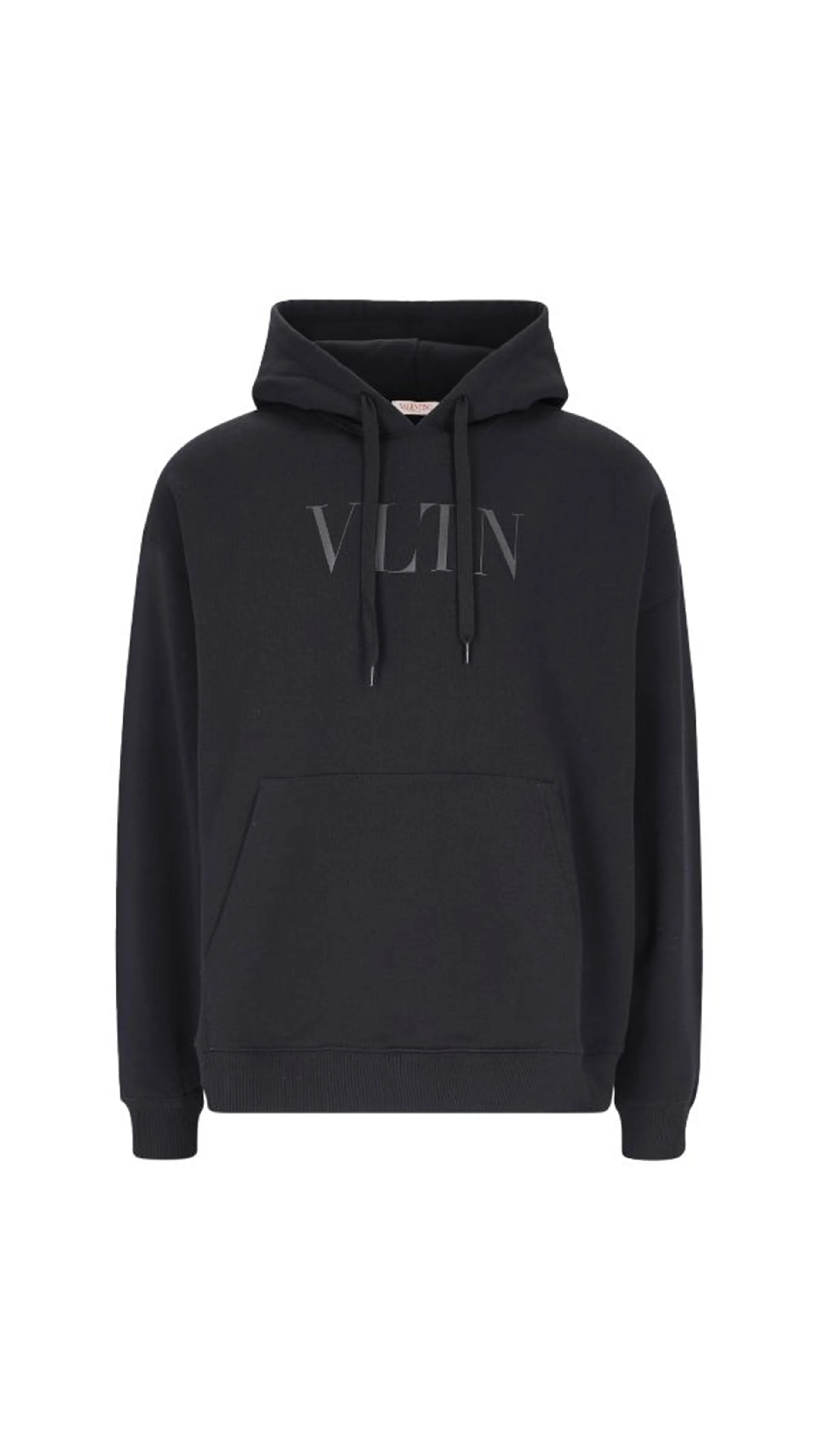 Hooded Sweatshirt with VLTN Print - Black