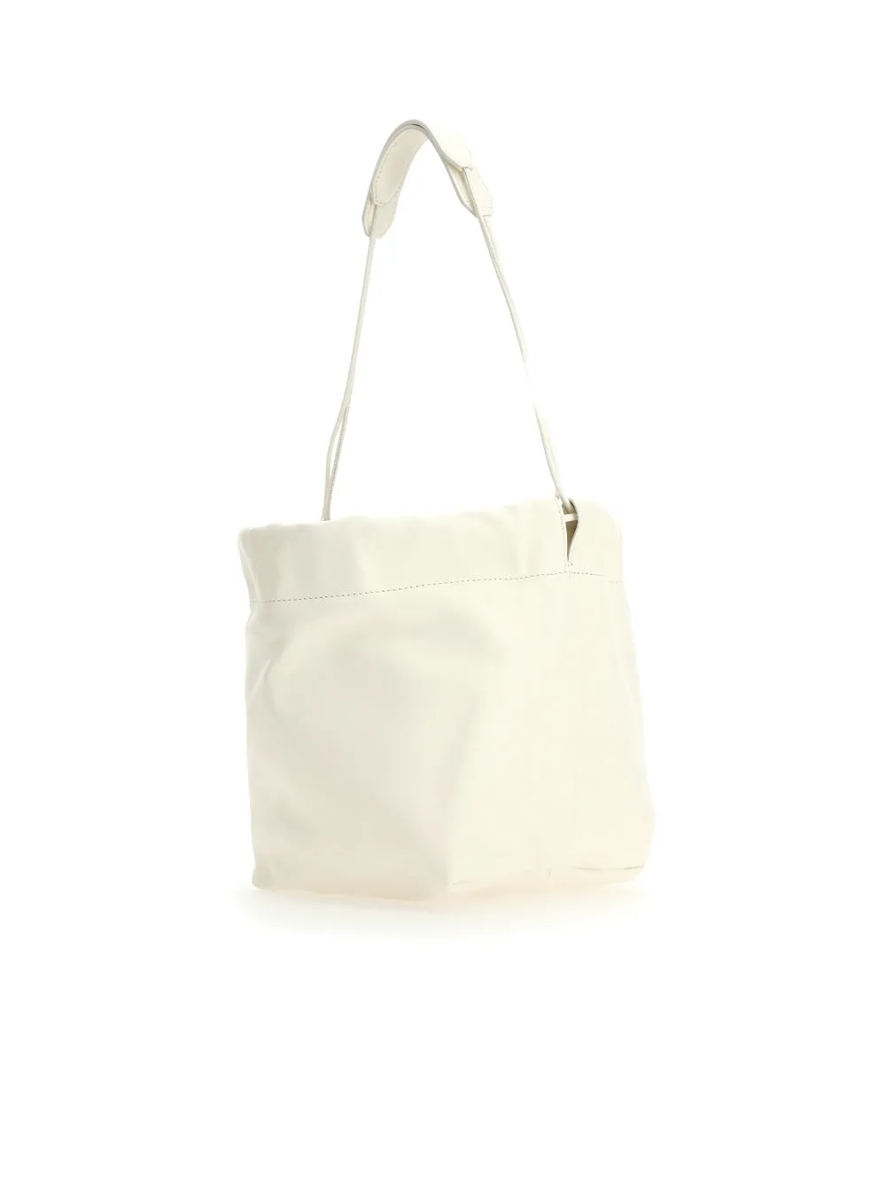 Jil Sander Logo Embossed Ruched Tote Bag