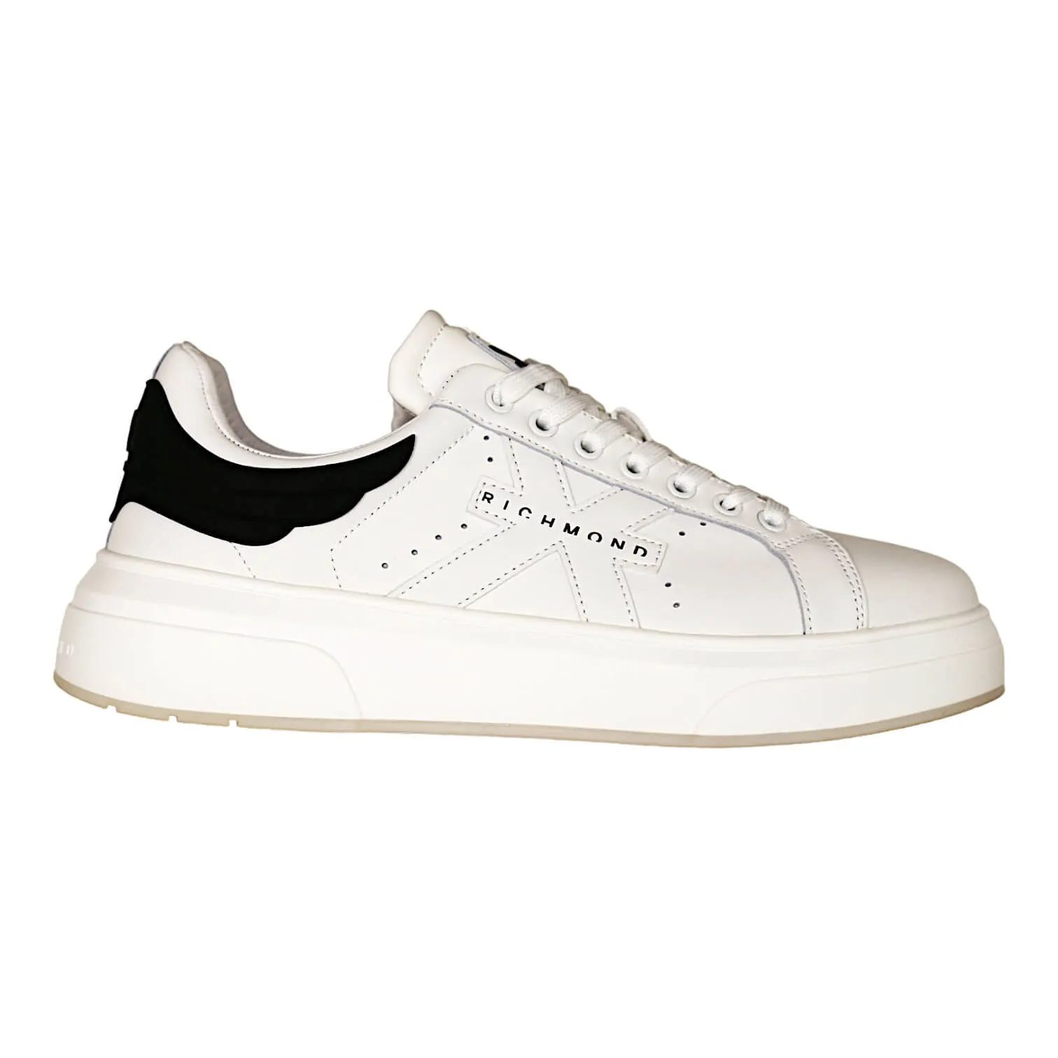 John Richmond 22203/CP Men's Shoes White Calf-Skin Leather Casual Sneakers (JR1002)