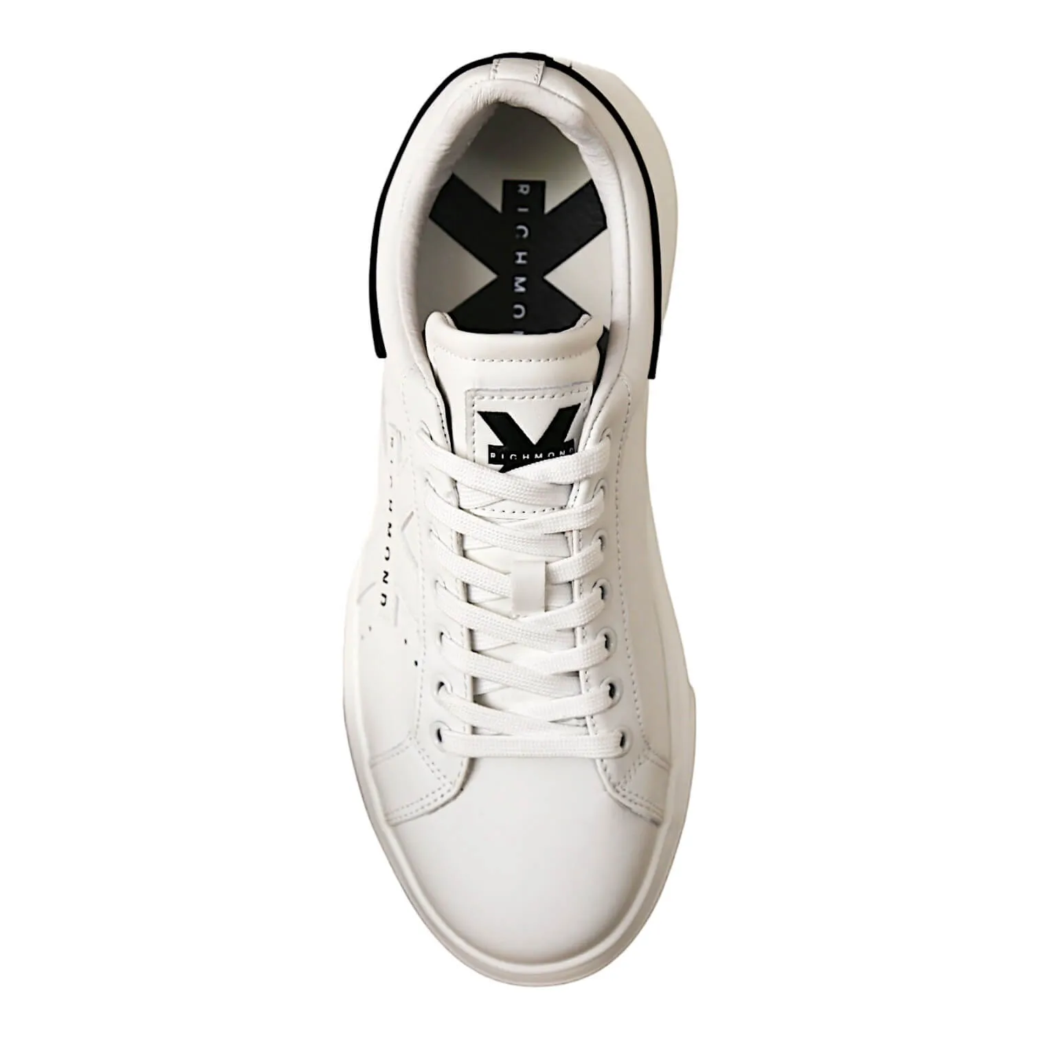 John Richmond 22203/CP Men's Shoes White Calf-Skin Leather Casual Sneakers (JR1002)