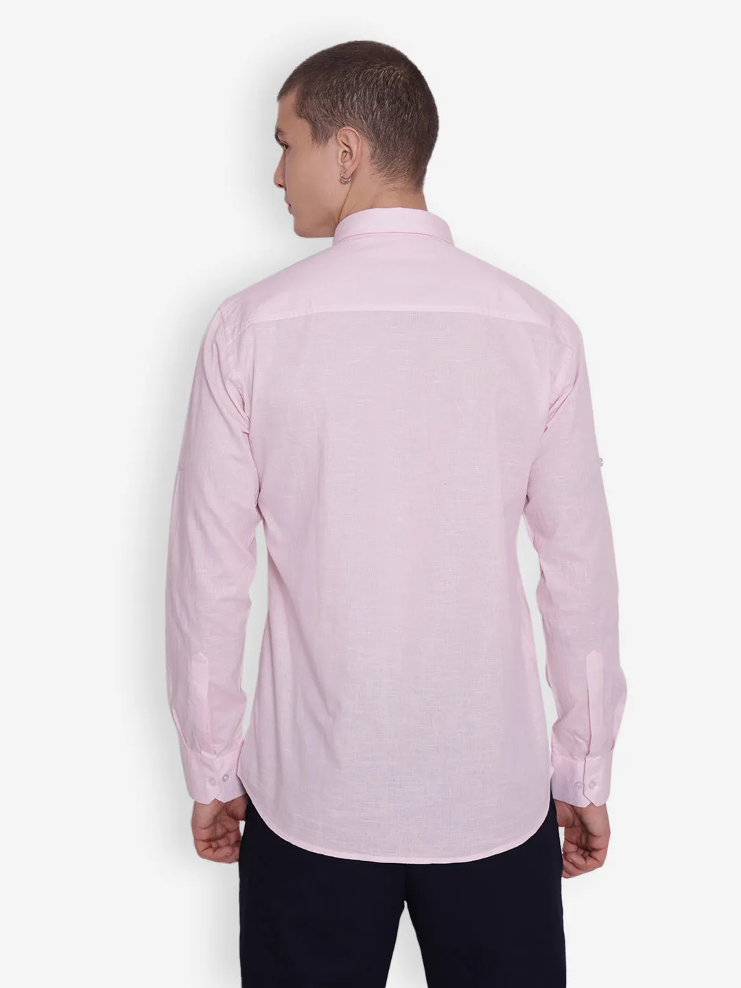 JUMP USA Men Pink Solid Cotton Casual Shirts