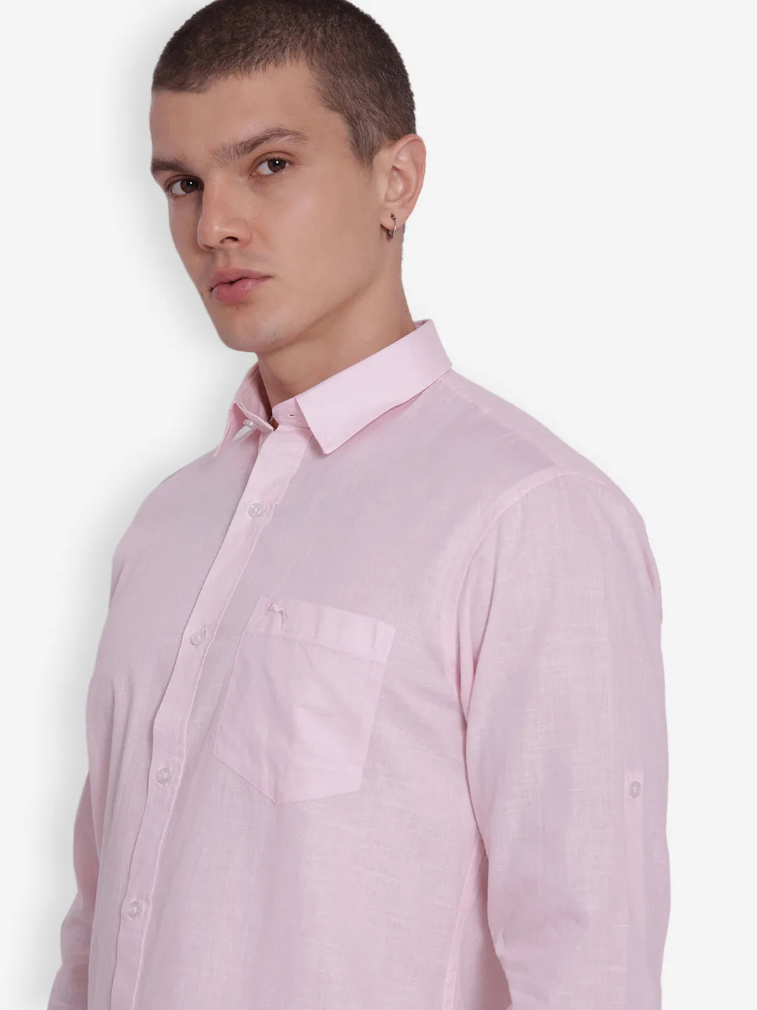 JUMP USA Men Pink Solid Cotton Casual Shirts