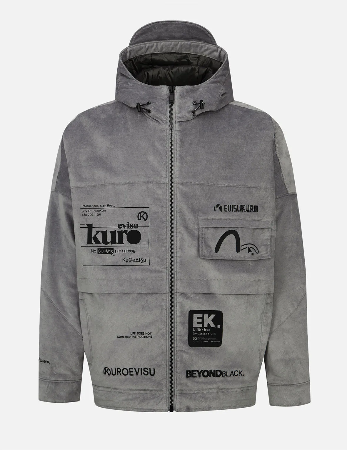 Kamon and Logo Patch Hooded Jacket