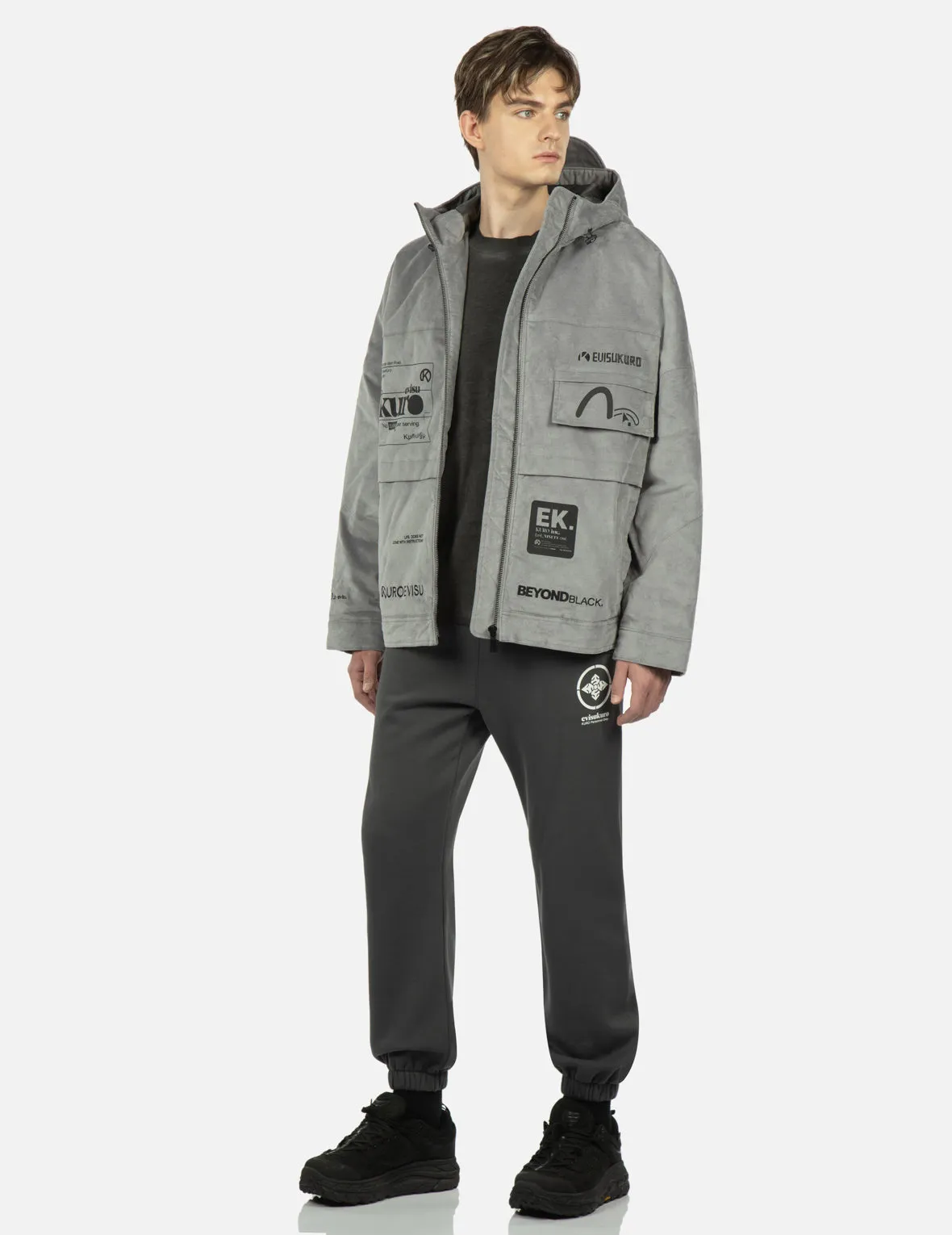 Kamon and Logo Patch Hooded Jacket