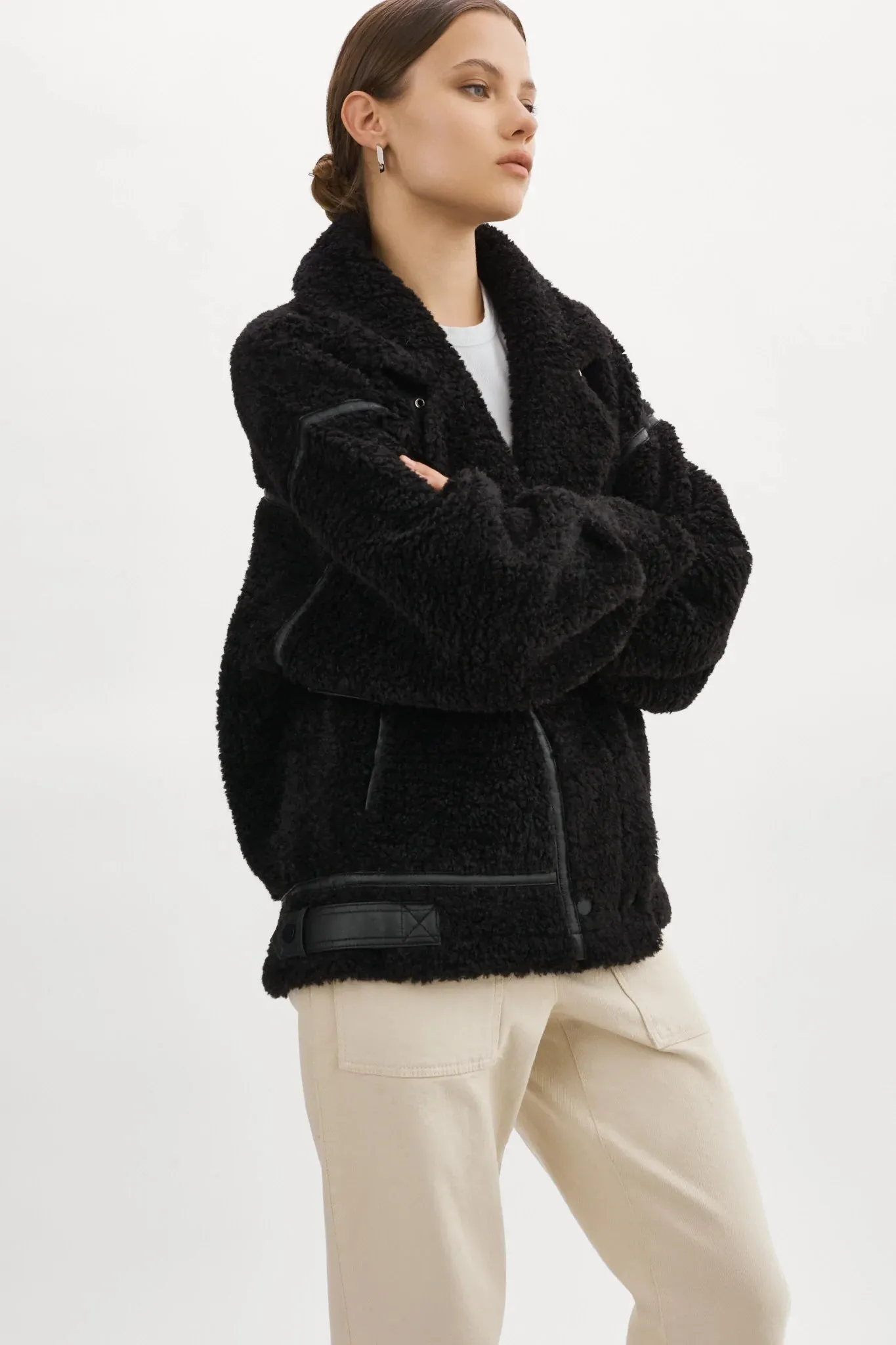 LAMARQUE - Black Oversized Sherpa Jacket