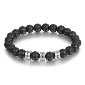 Lava Stone Men Name Bracelet