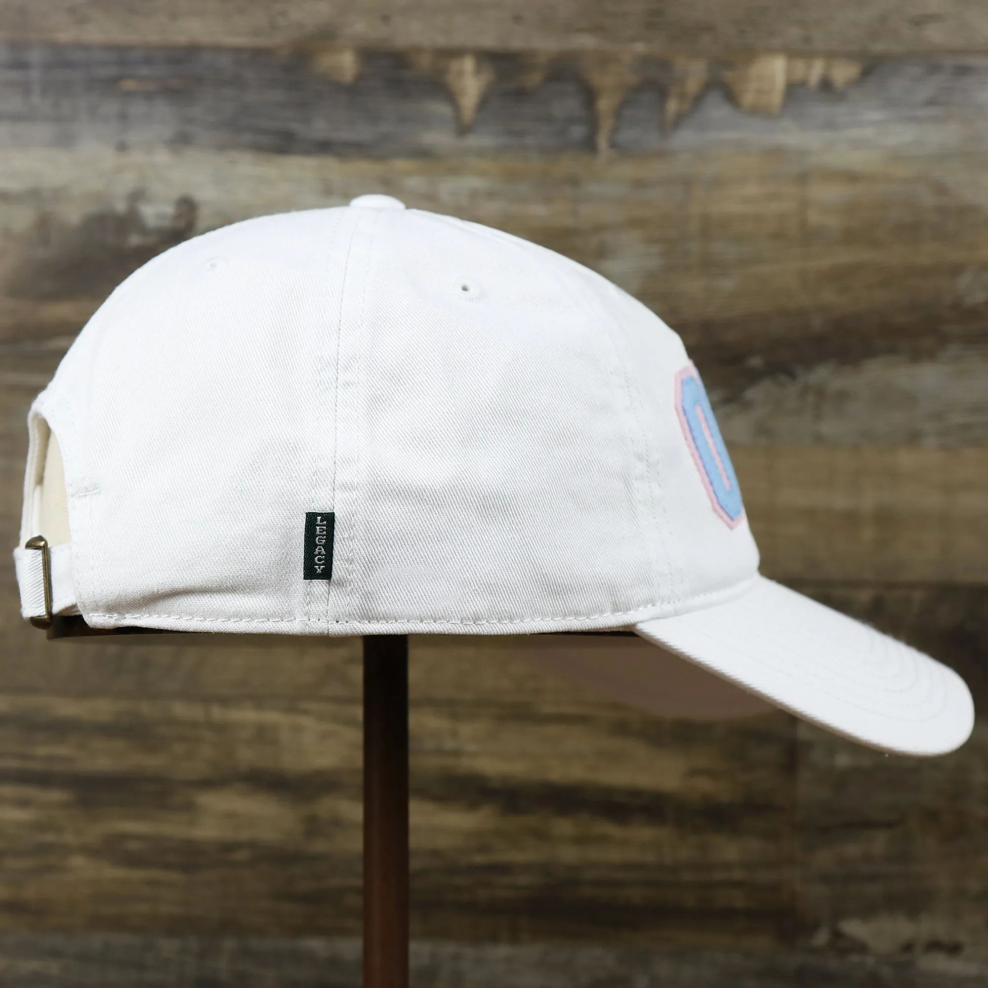 Light Blue OCNJ Wordmark Pink Outline Dad Hat | White Dad Hat