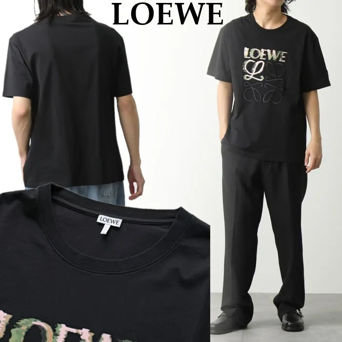 LOEWE  |Crew Neck Unisex Street Style Plain Cotton Short Sleeves