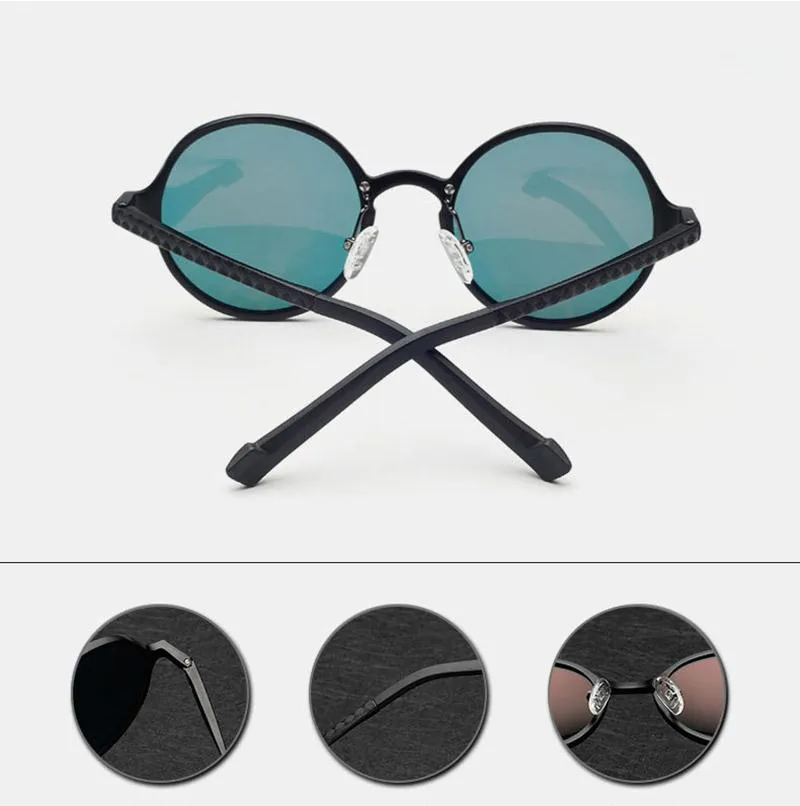 Luxury Design Retro Polarized Round Metal Frame Sunglasses for Men