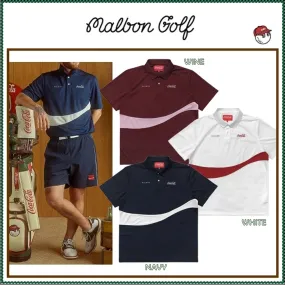 Malbon Golf  |Unisex Street Style Plain Short Sleeves Logo Polos