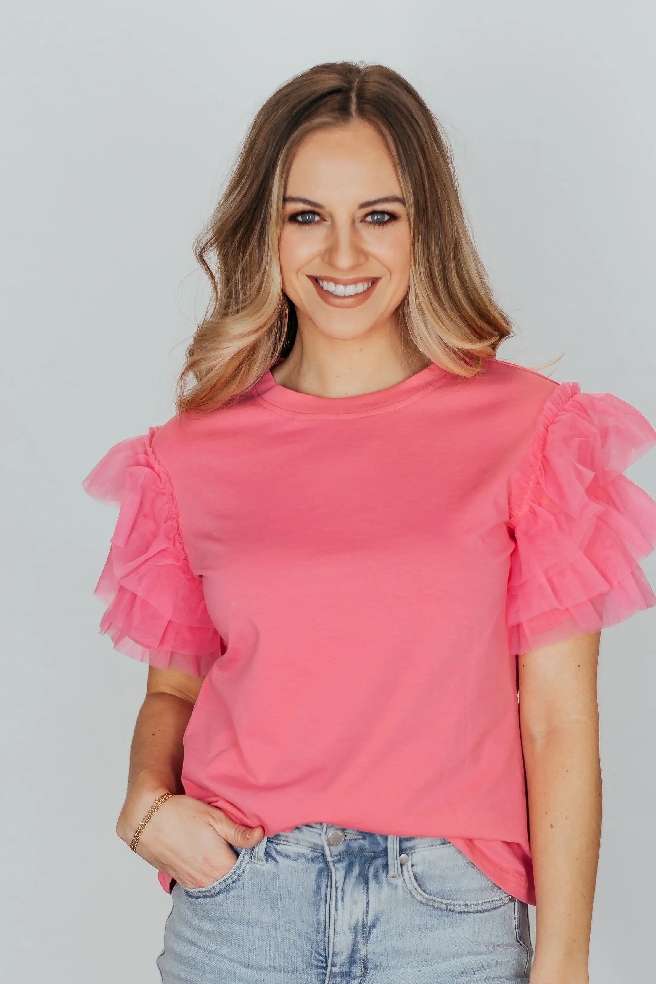 Margo Tulle Sleeve Top