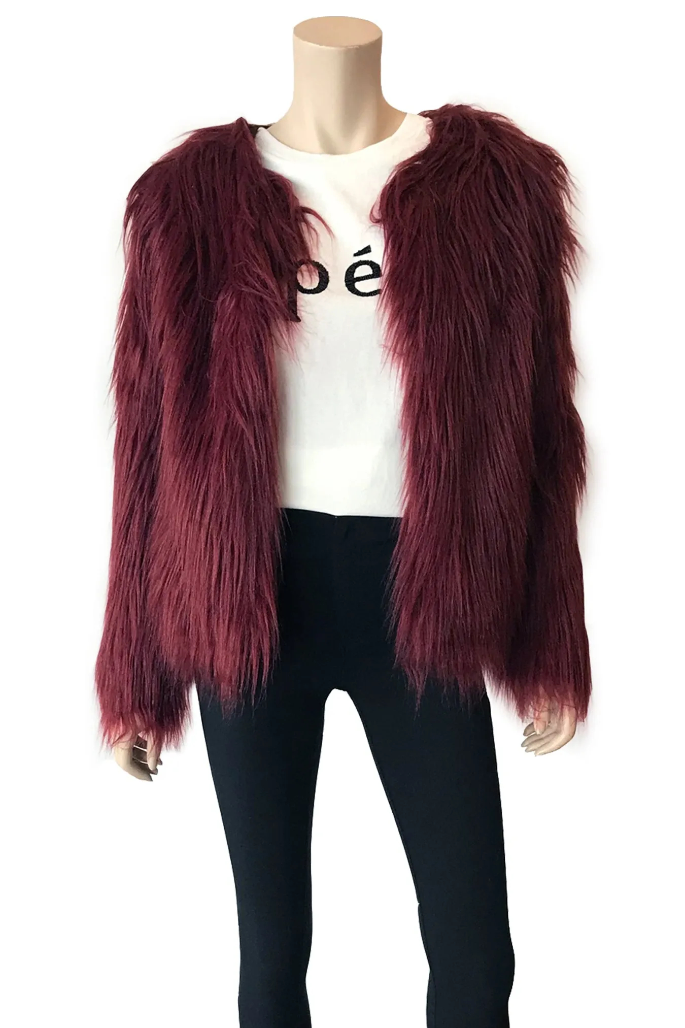 Marmont Faux Fur Jacket - Burgundy