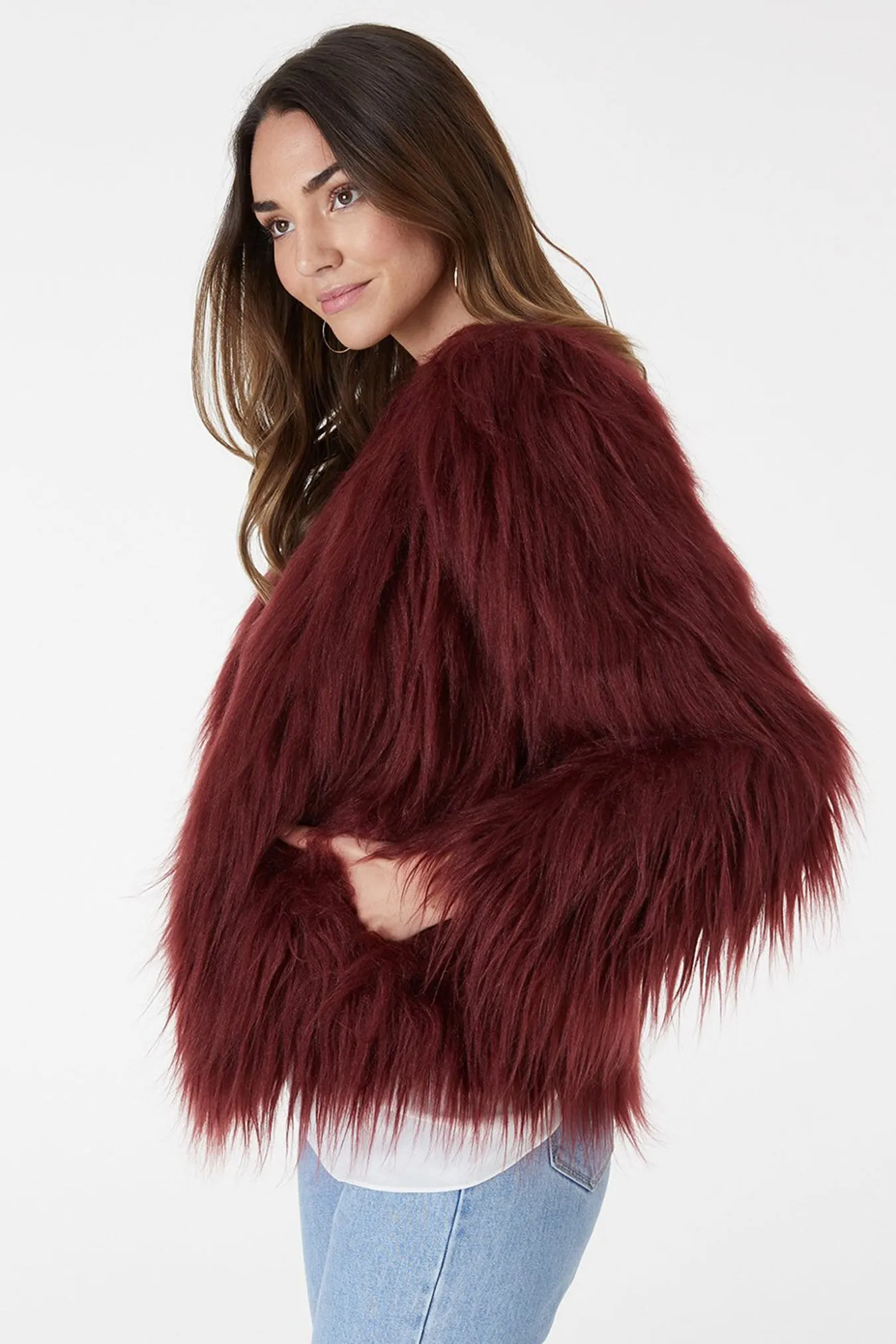 Marmont Faux Fur Jacket - Burgundy