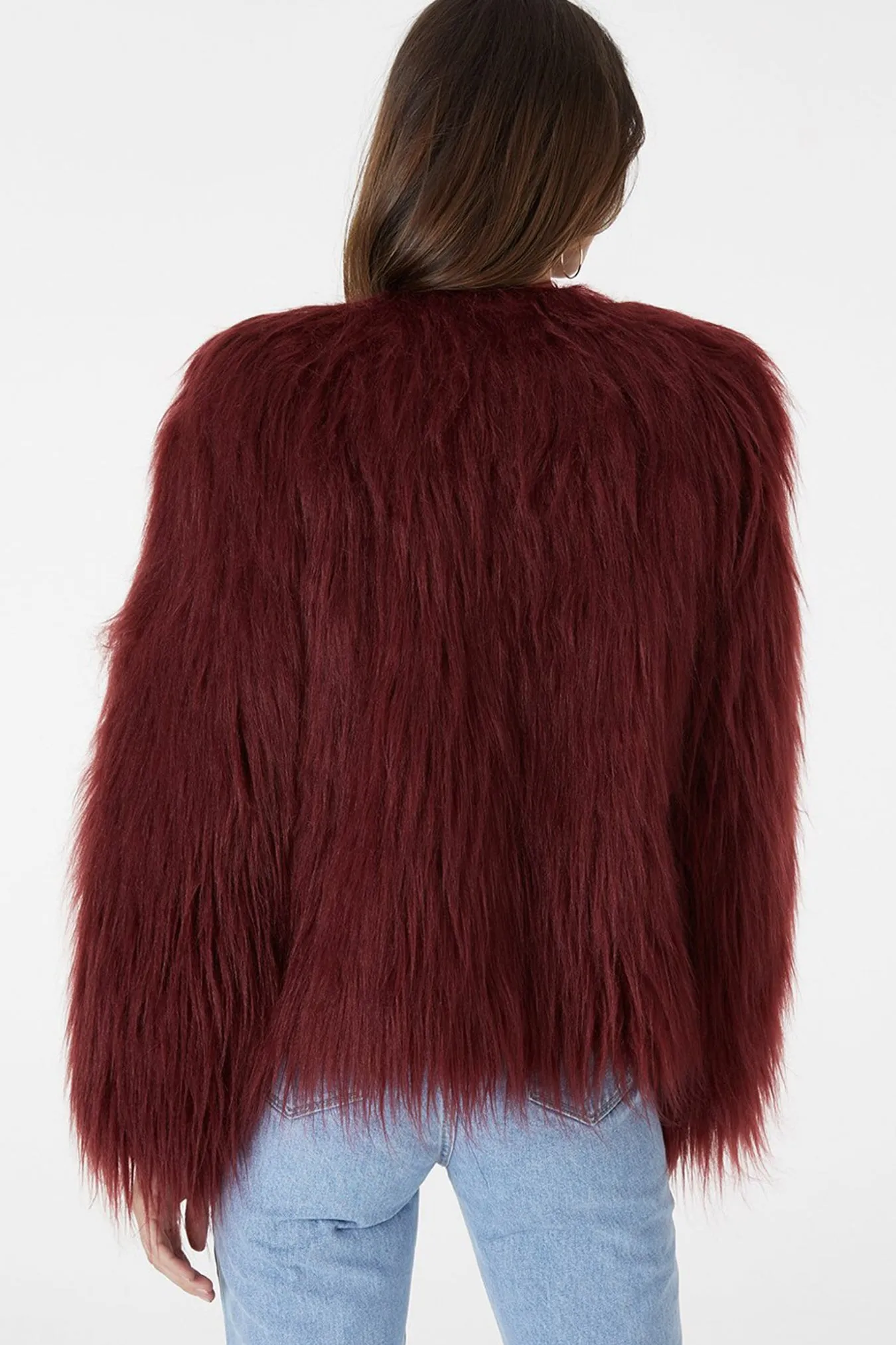 Marmont Faux Fur Jacket - Burgundy