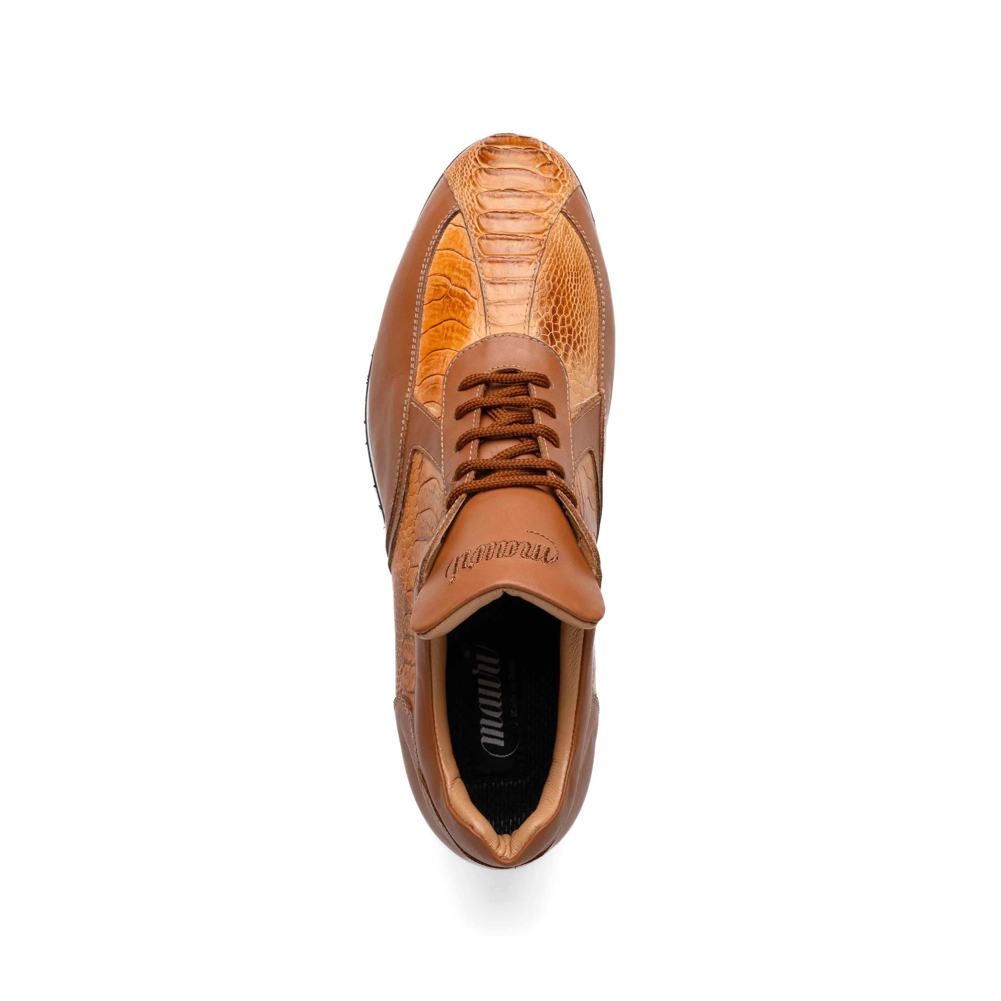 Mauri Bolt M770/4 Men's Shoes Chestnut Exotic Ostrich Leg / Nappa Leather Casual Sneakers (MA5626)