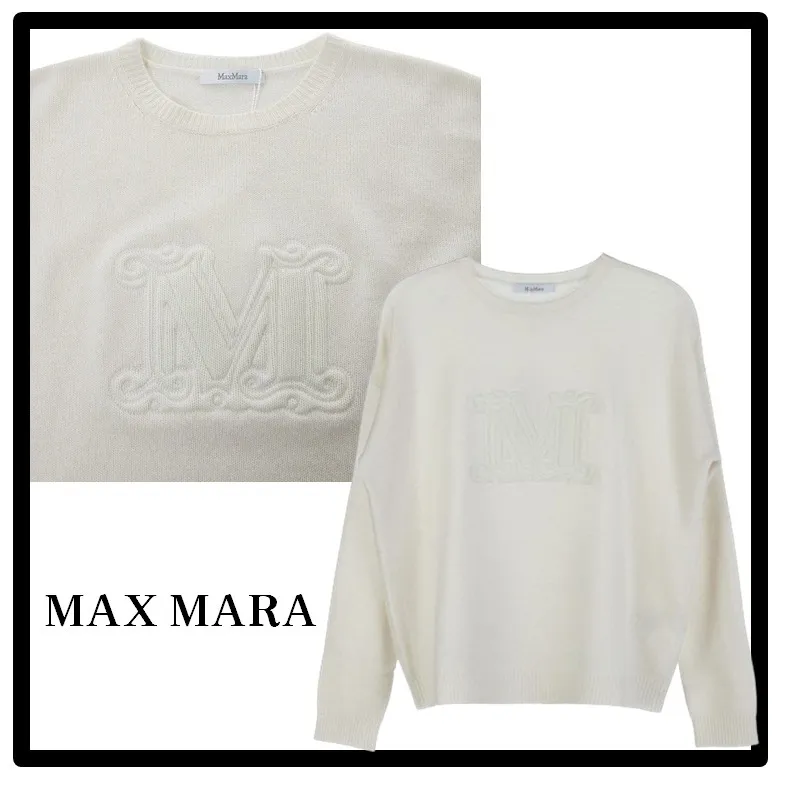 MaxMara  |Casual Style Street Style Logo V-neck & Crew neck