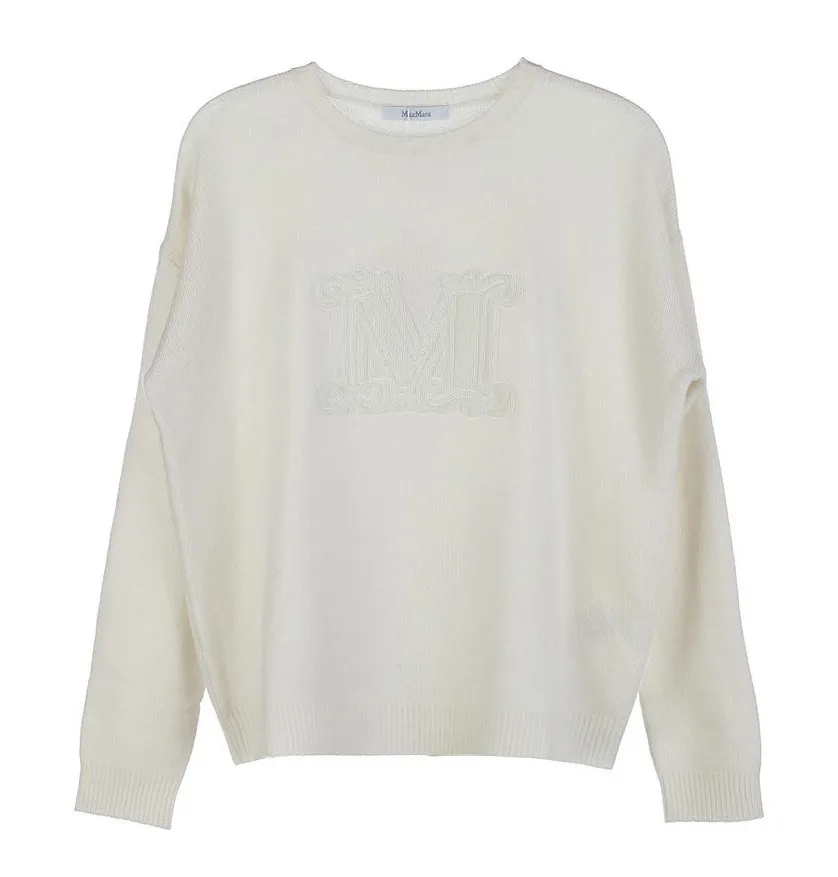 MaxMara  |Casual Style Street Style Logo V-neck & Crew neck