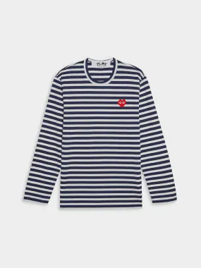 Men Striped Long Sleeve T-Shirt, Navy