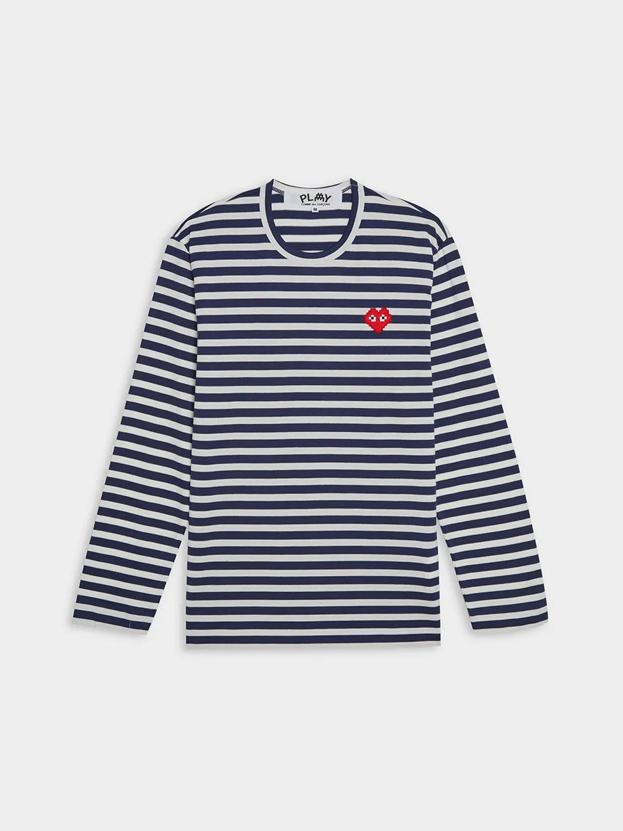 Men Striped Long Sleeve T-Shirt, Navy