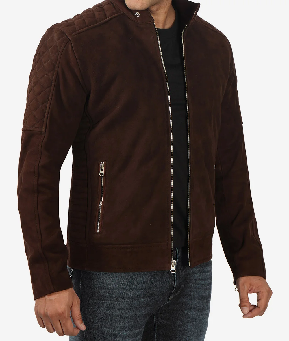 Men's Top Notch Dark Brown Suede Jacket