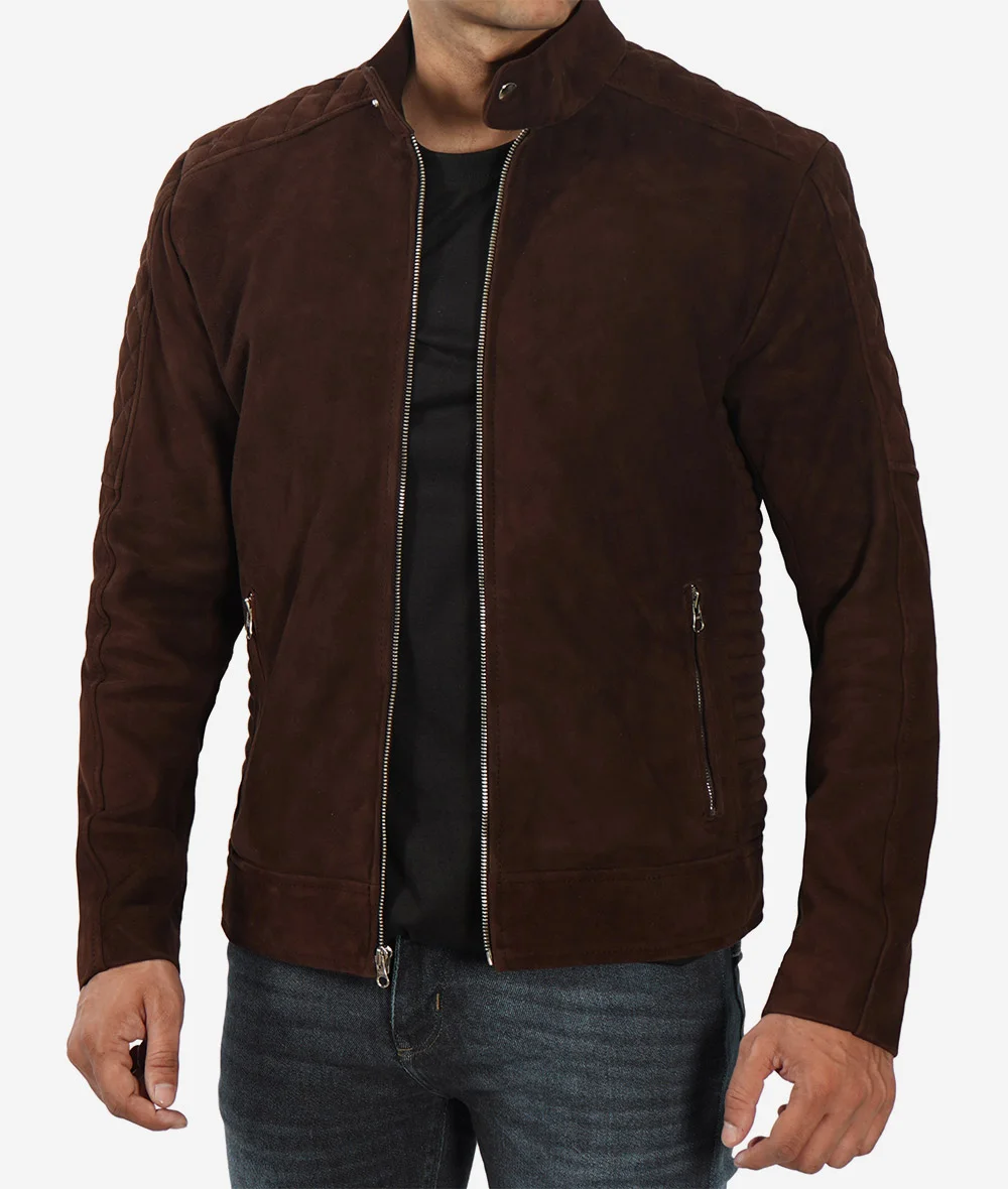 Men's Top Notch Dark Brown Suede Jacket