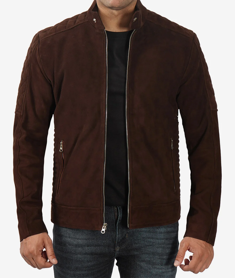 Men's Top Notch Dark Brown Suede Jacket