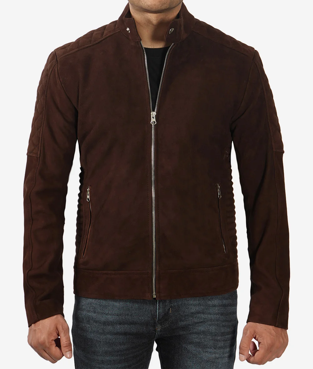 Men's Top Notch Dark Brown Suede Jacket