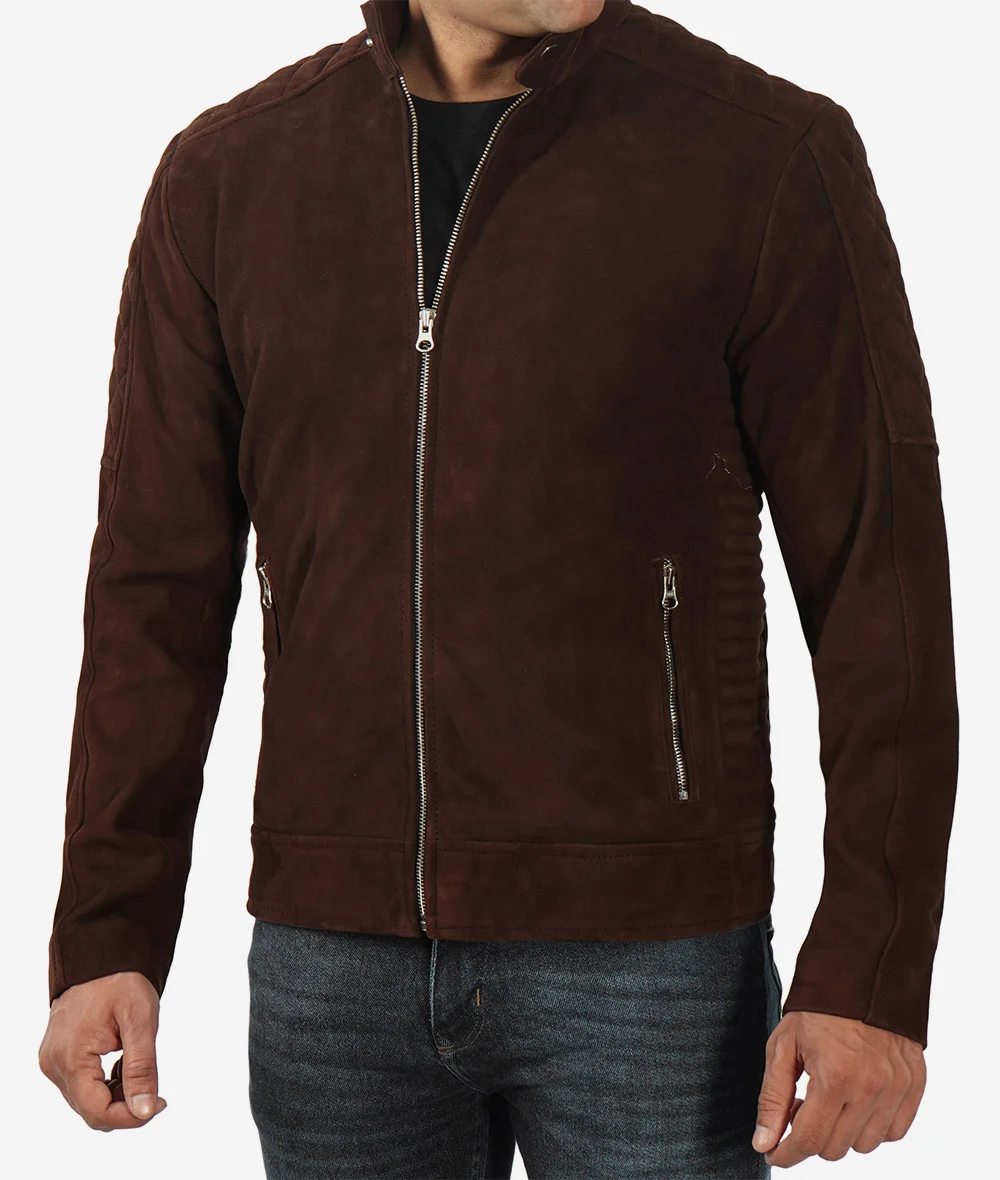 Men's Top Notch Dark Brown Suede Jacket