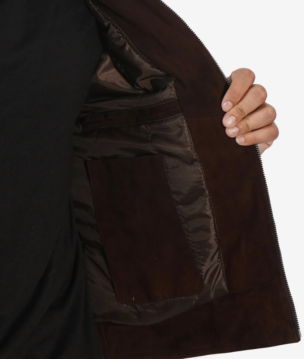 Men's Top Notch Dark Brown Suede Jacket