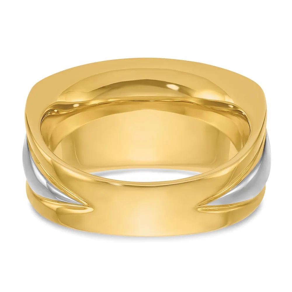 Men's 11.75mm 14K Two Tone Gold 7-Stone 3/4 Ctw Diamond Tapered Band