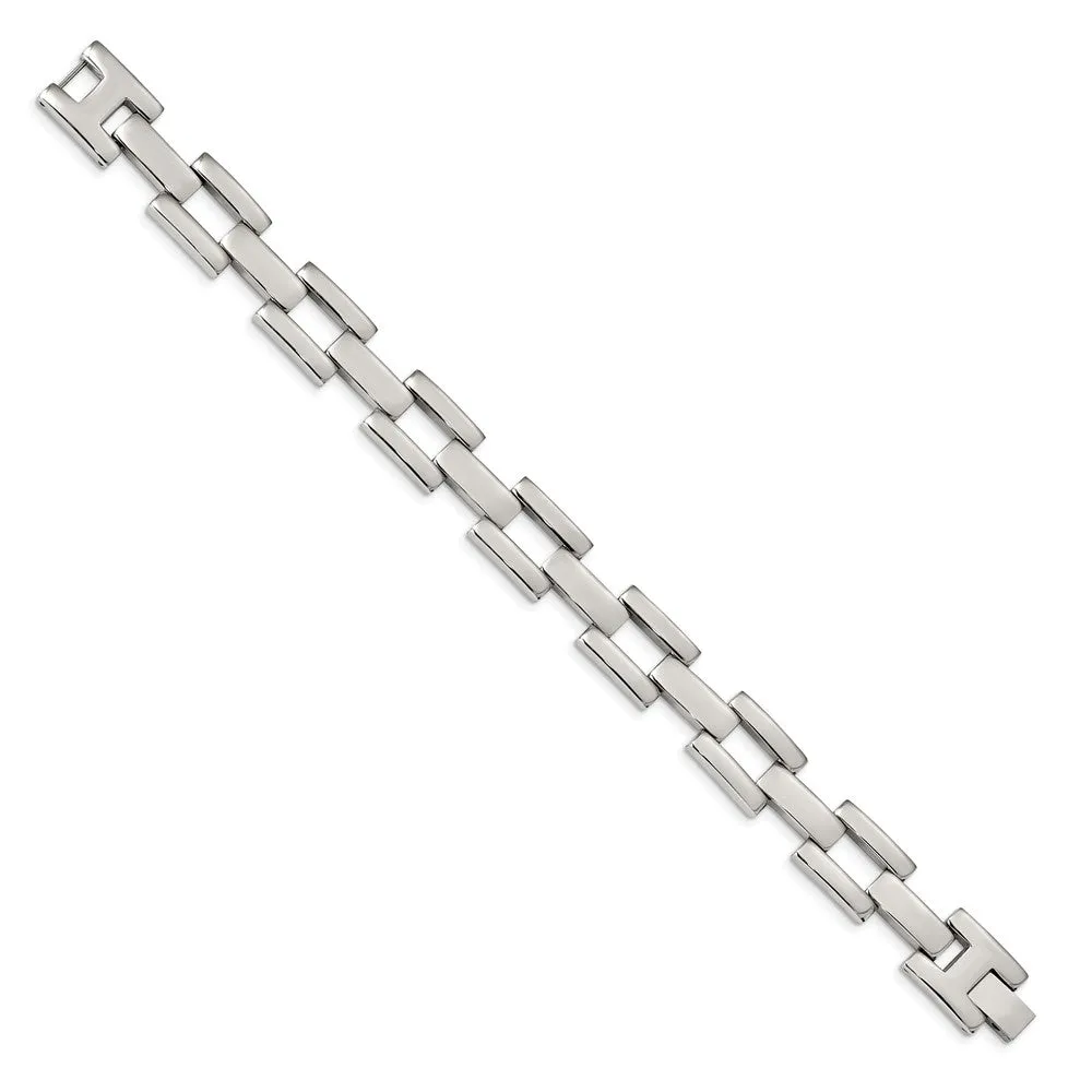 Men's 13mm Stainless Steel Polished Open Link Bracelet, 8.5 Inch