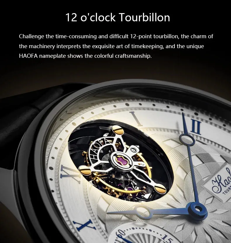 Men's Business Style Skeleton Automatic Tourbillon Mechanical Wristwatch