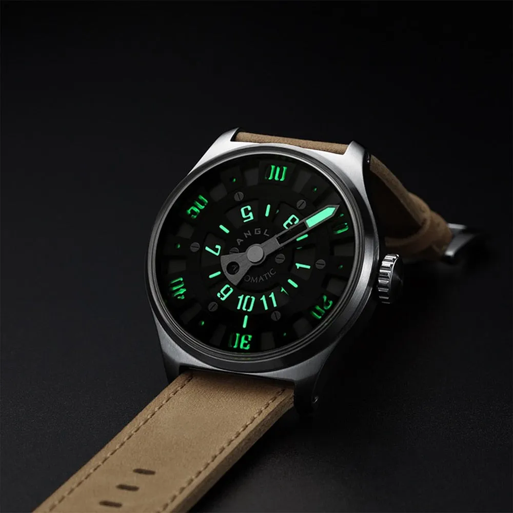 Men's Dome Resin Glass Sandwich Dial Automatic Mechanical Wristwatches