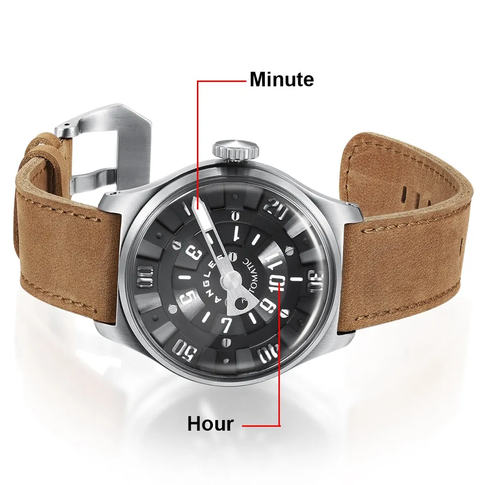 Men's Dome Resin Glass Sandwich Dial Automatic Mechanical Wristwatches