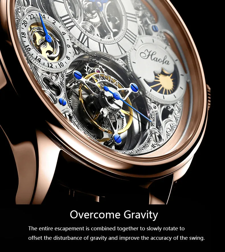 Men's Flying Tourbillon Manual Mechanical Movement Business Wristwatch