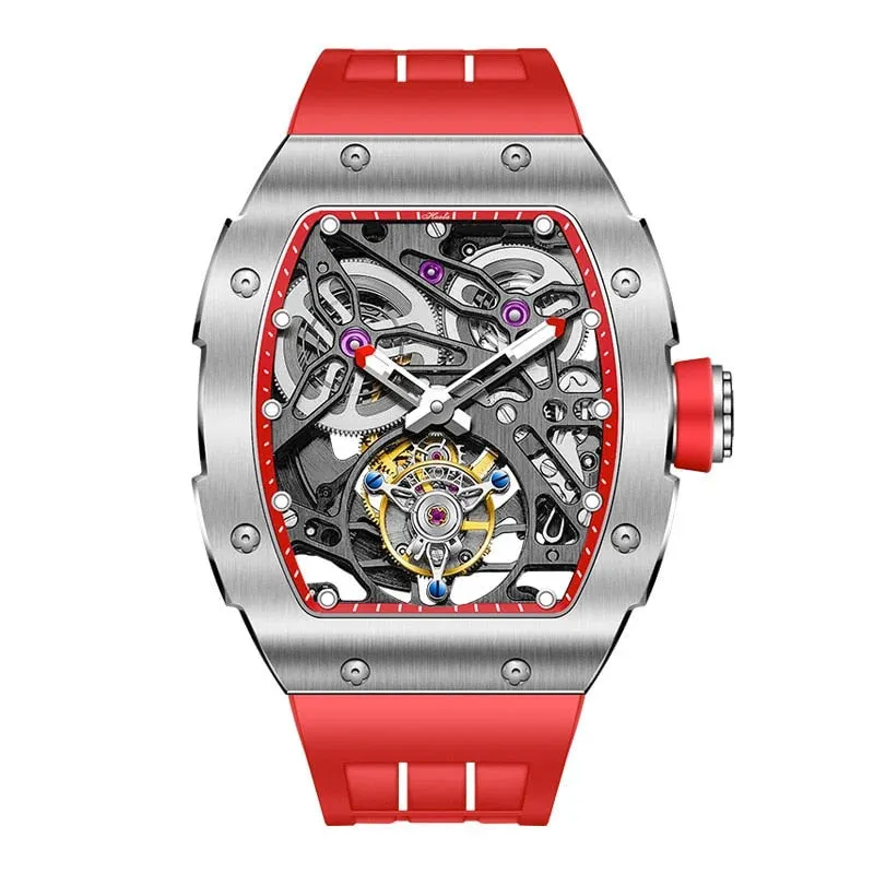 Men's Luxury Stainless Steel Flying Tourbillon Mechanical Wristwatch